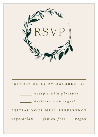 Make sure you're aware and prepared for the number and needs of guests at your wedding with our Encircled Elegance Response Cards. 