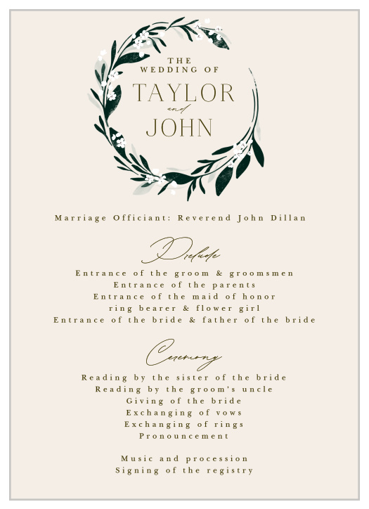Make sure you and your guests are on the same page and that your event will run as smoothly as possible with the help of our Encircled Elegance Wedding Programs.