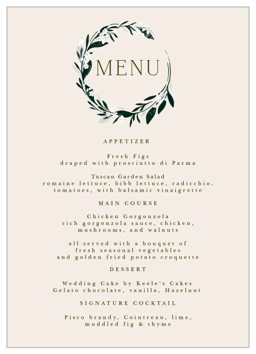 Encircled Elegance Wedding Menus