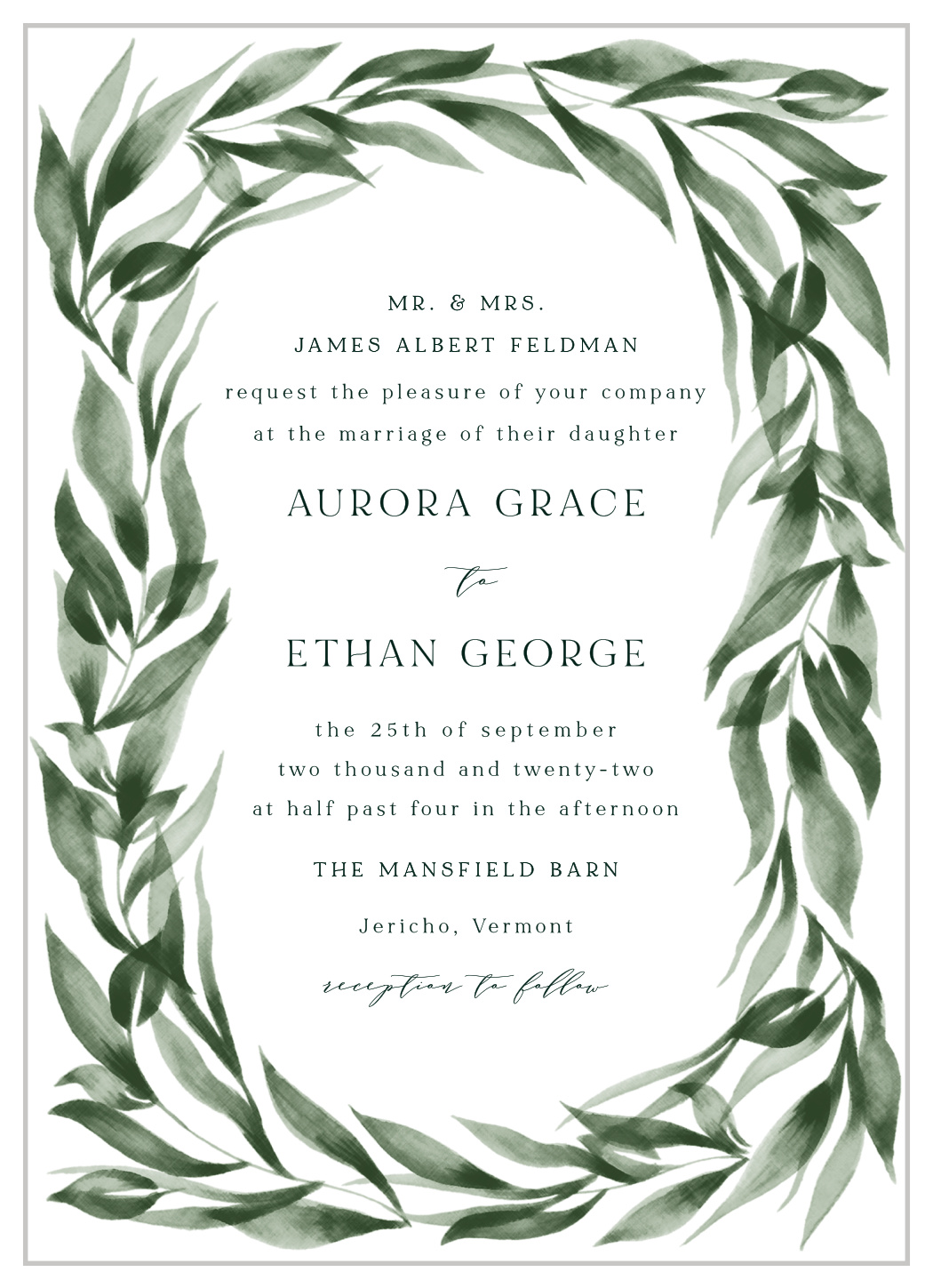 Verdant Vine Wedding Invitations