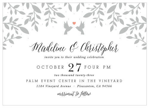 Whimsical Love Birds Landscape Wedding Invitations