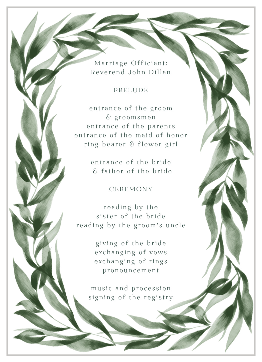 Verdant Vine Wedding Programs