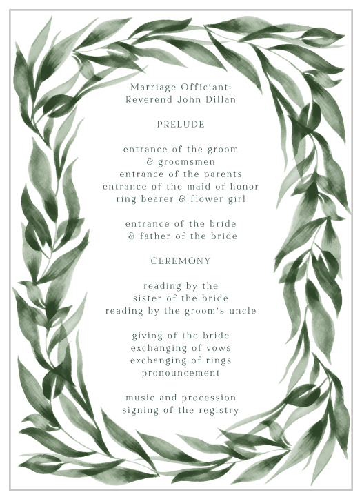 Verdant Vine Wedding Programs