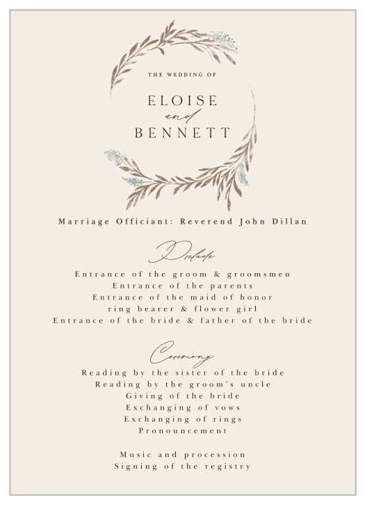 Hidden Garden Wedding Programs