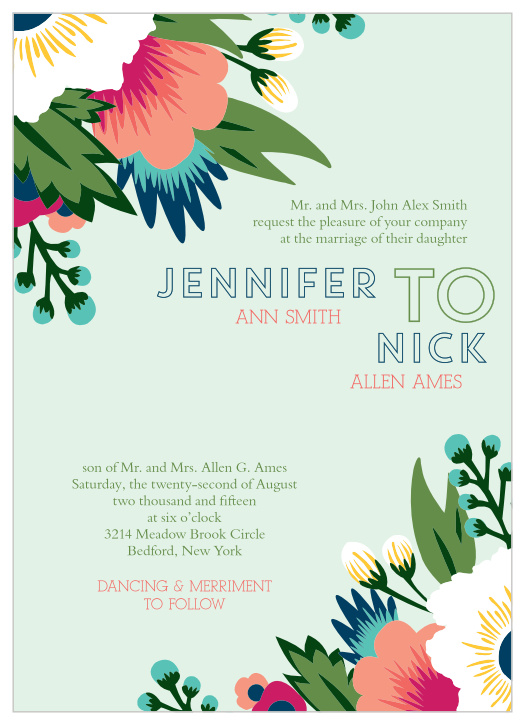 Tropical Flower Wedding Invitations