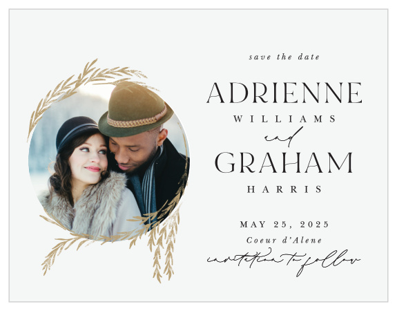 Mark a spot on the calendar with our Looking Glass Save the Date Cards.