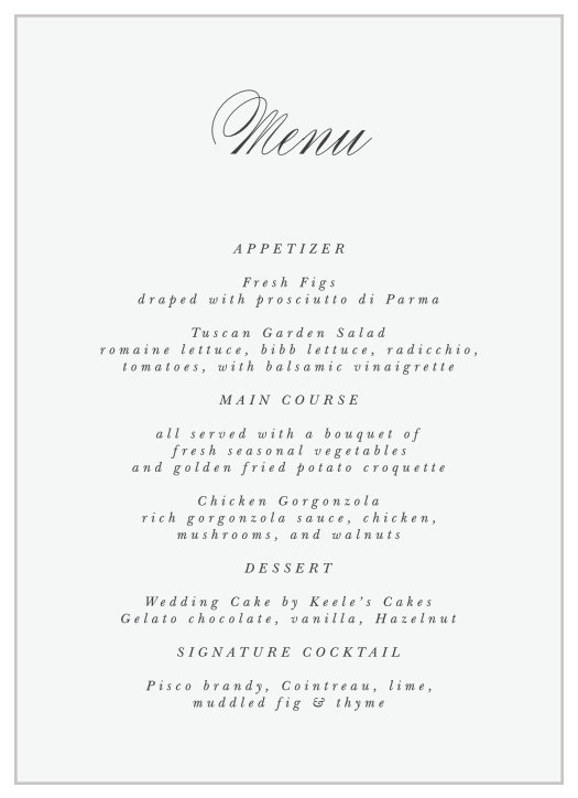 Classical Statement Wedding Menus