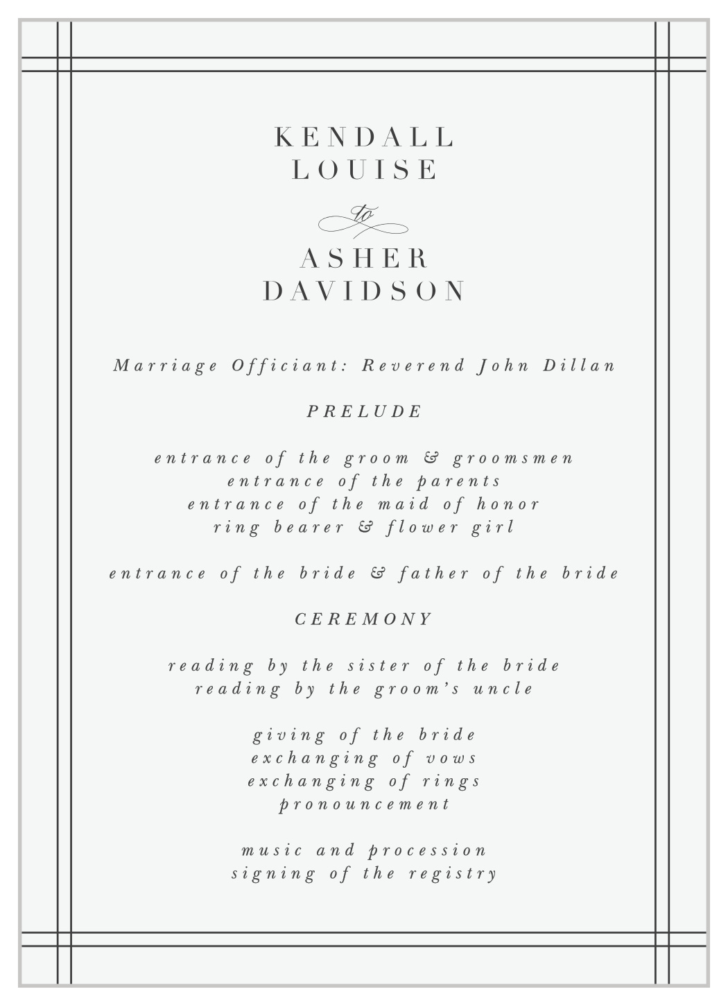 Classical Statement Wedding Programs
