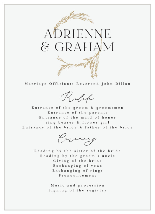 Looking Glass Wedding Programs