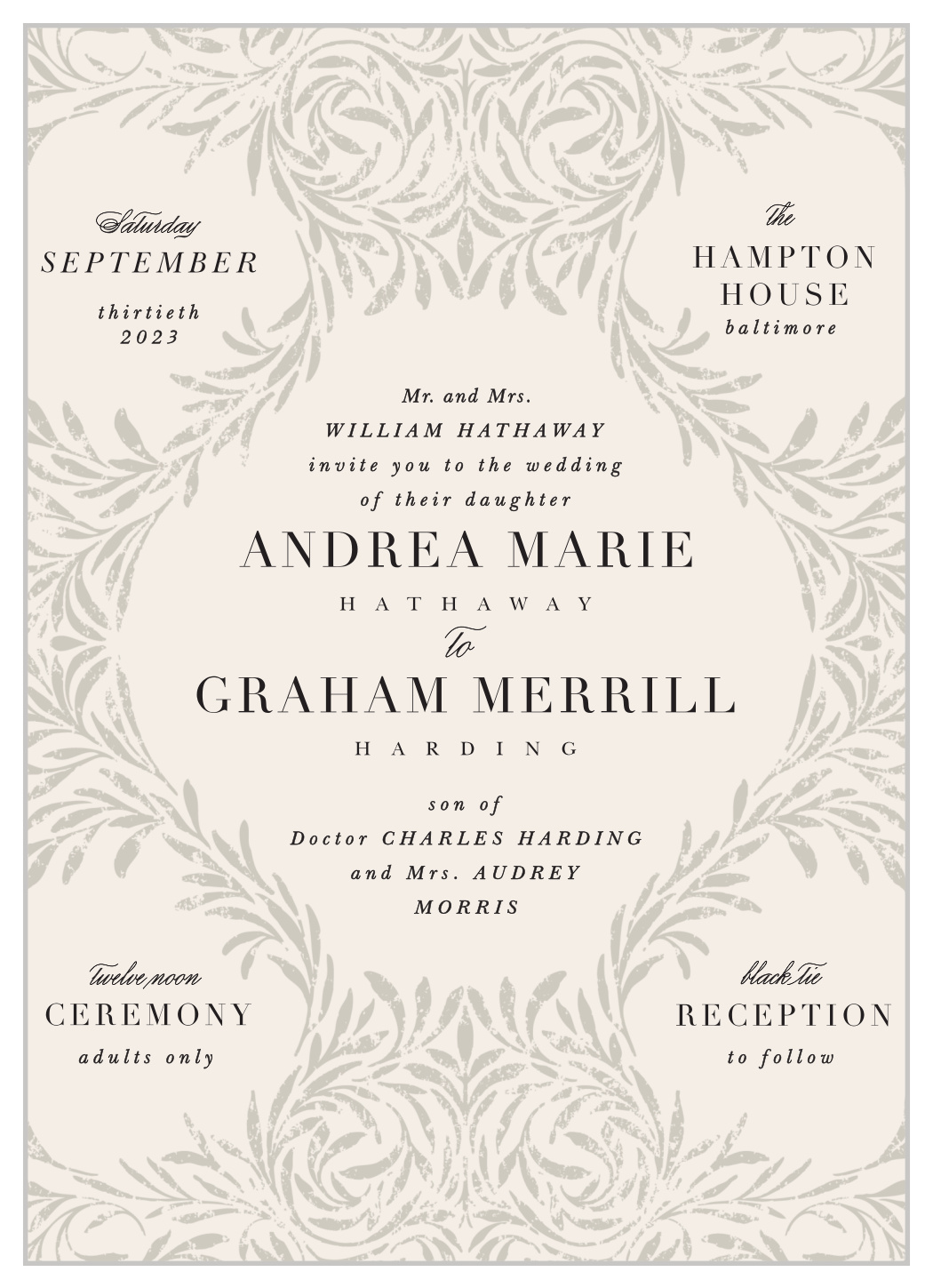 Vintage Flourish Wedding Invitations
