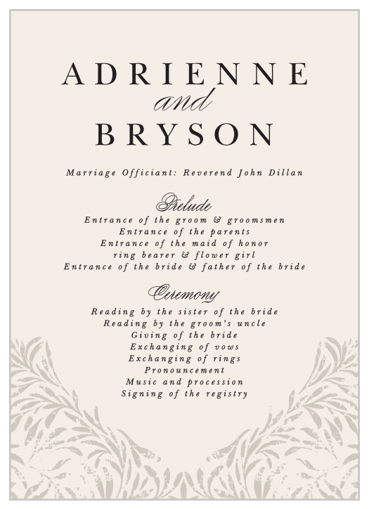 Vintage Flourish Wedding Programs