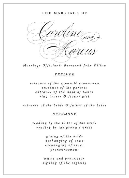 Considered Cursive Wedding Programs
