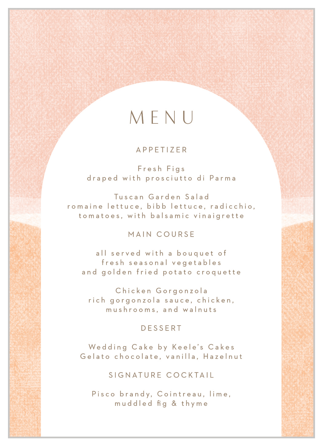 Artful Arch Wedding Menus