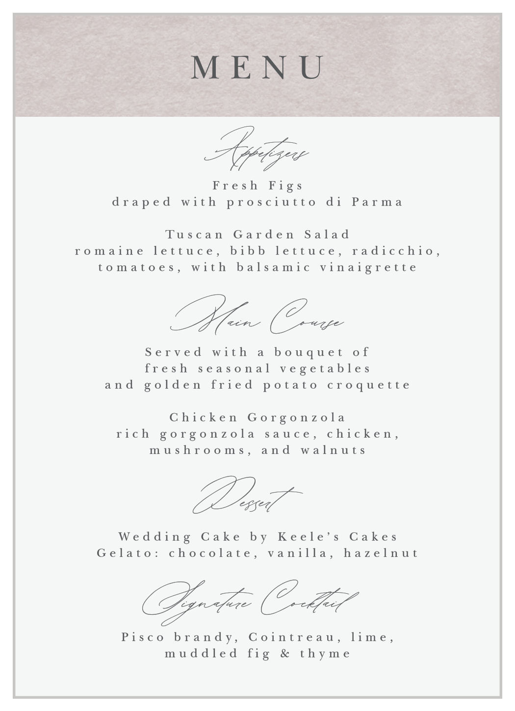 Watercolor Layers Wedding Menus