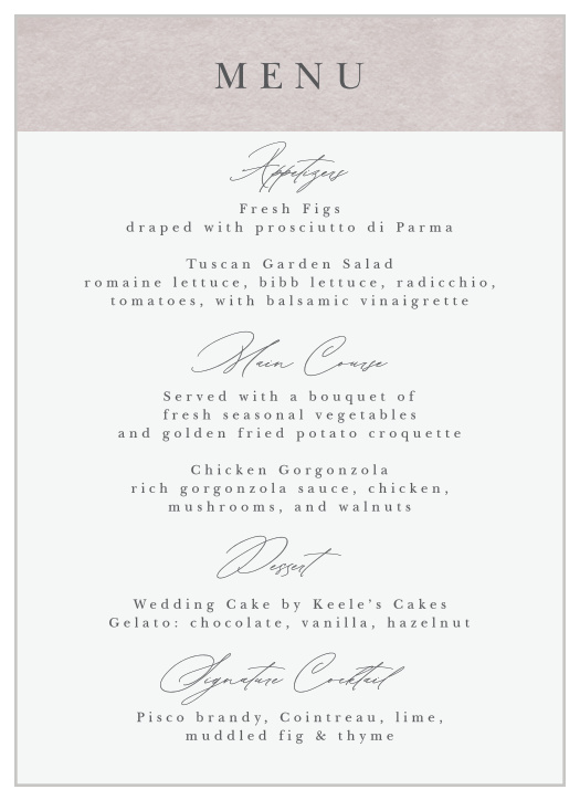 Watercolor Layers Wedding Menus