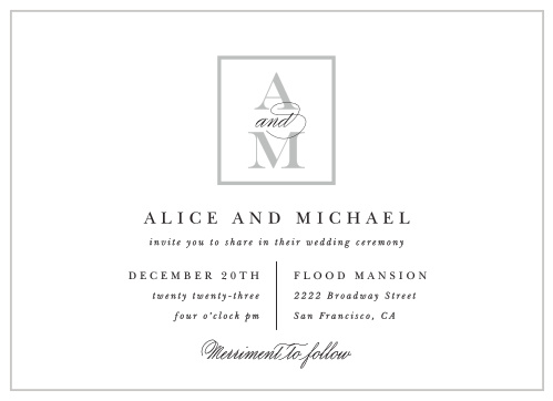 Make an elegant impression with our Monogram Square Wedding Invitations. 