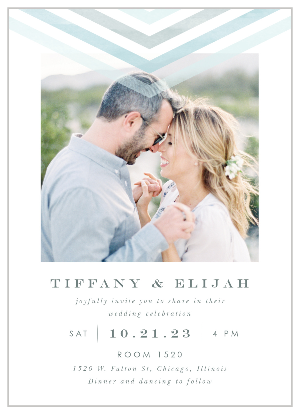 Chevron Arrow Portrait Wedding Invitations