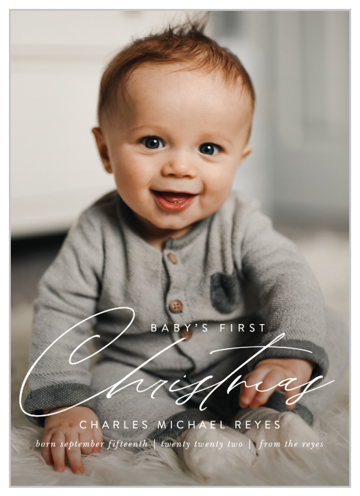 Show off your new bundle of joy this holiday season with our Baby's First Christmas Cards.
