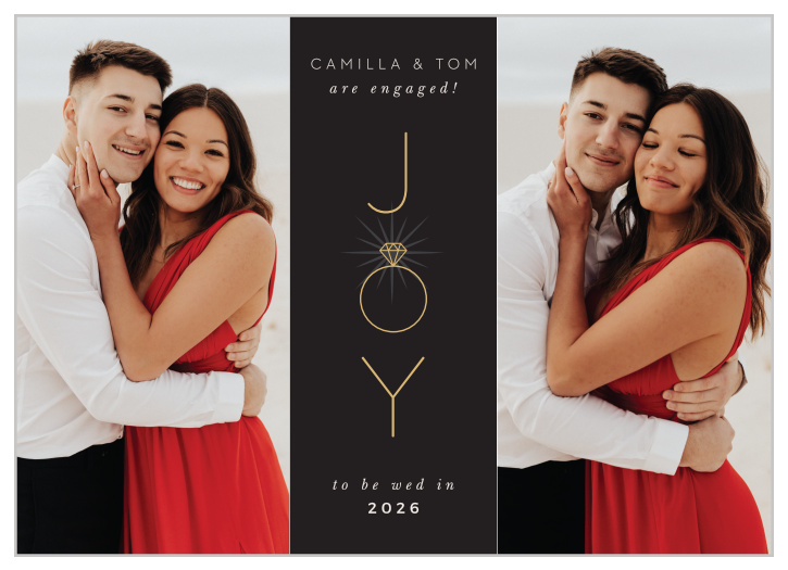 Our Joyful Ring Holiday Cards let family and friends know this festive season that you are engaged!
