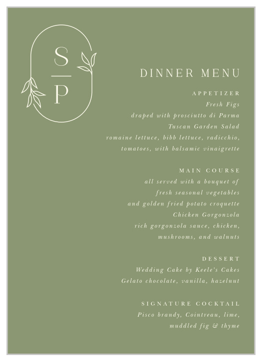 Mod Monogram Wedding Menus