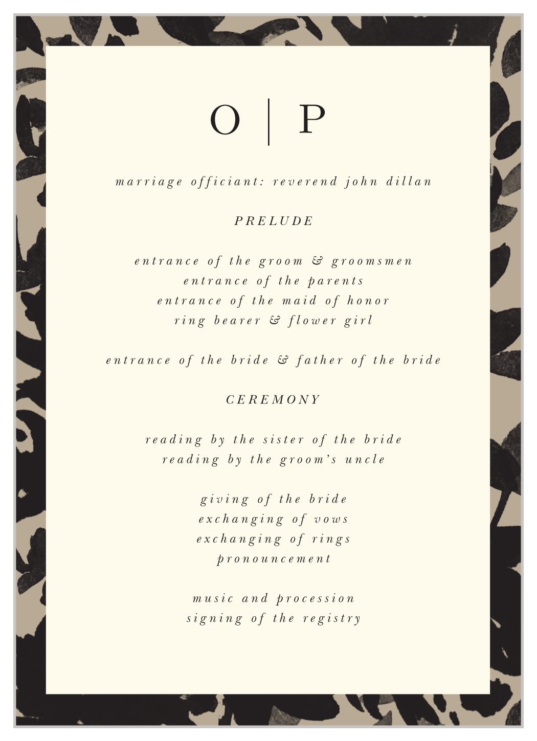 Inked Florals Wedding Programs