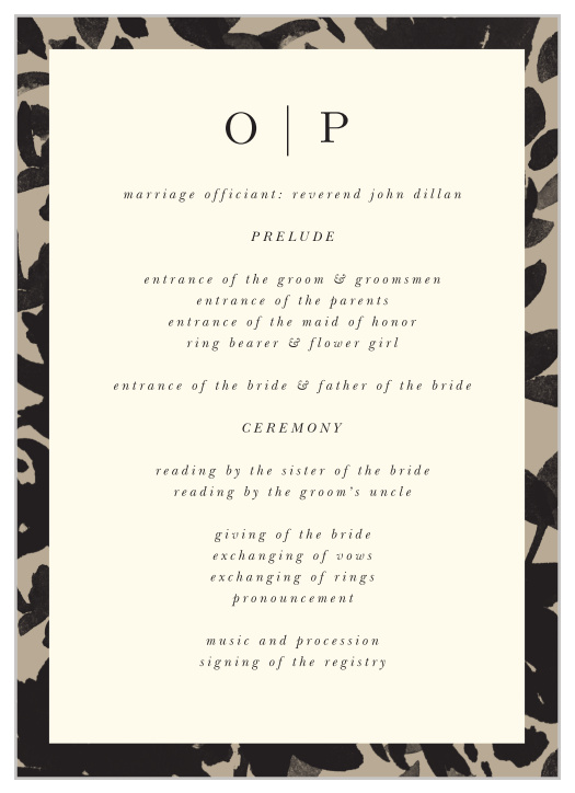 Inked Florals Wedding Programs