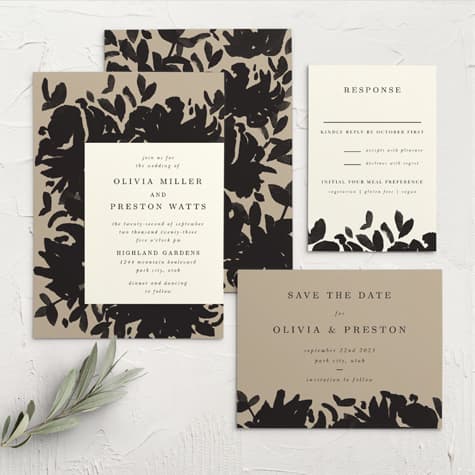 Inked Florals Wedding Invitations