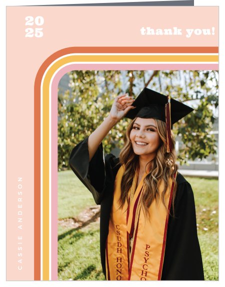 Let family and friends know how thankful you are for their support with our Groovy Grad Graduation Thank You Cards.