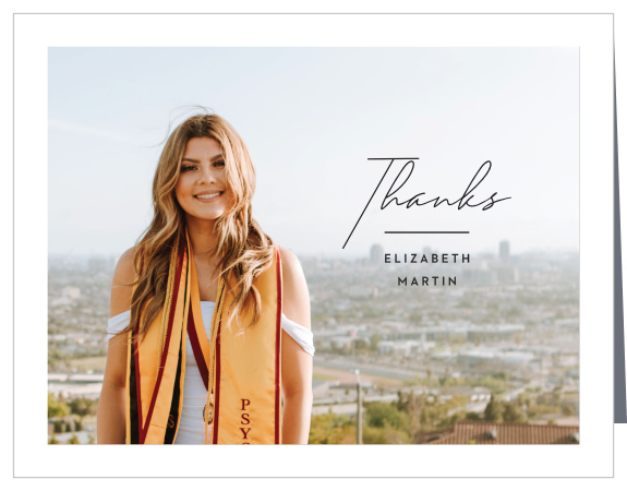 Our Classic Cover Graduation Thank You Cards let family and friends know how much your appreciated their support.