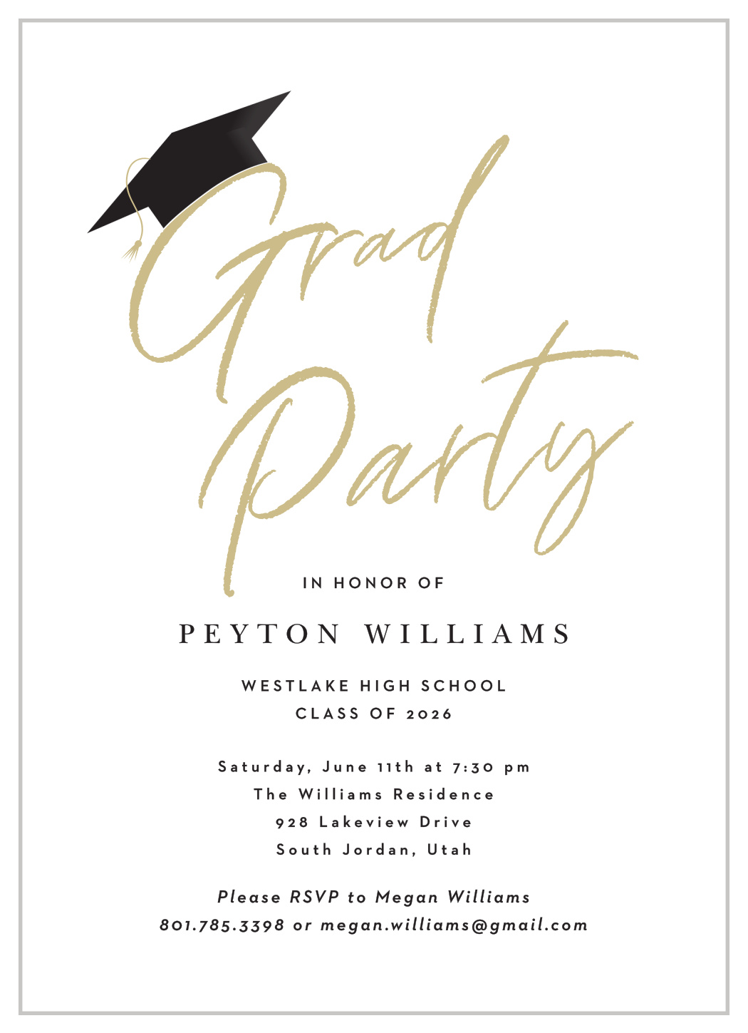 Signed Student Graduation Invitations