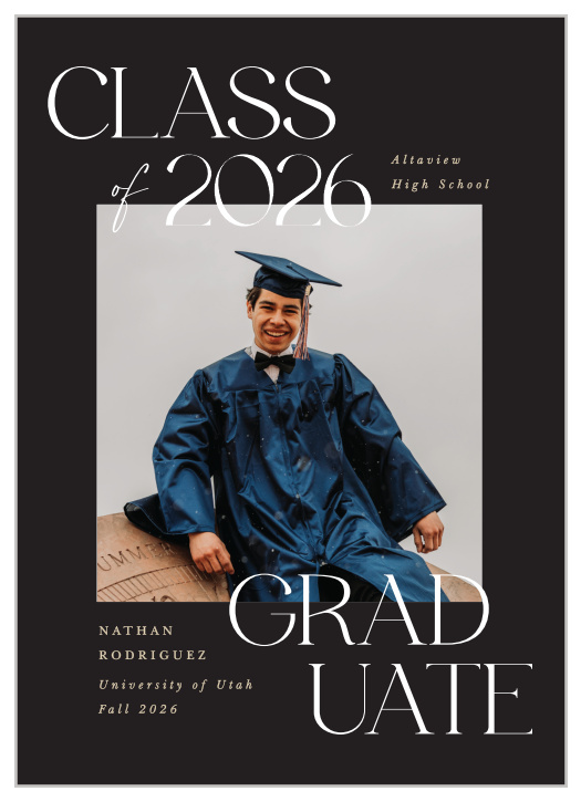 Our Stepped Spacing Graduation Announcements inform family and friends of your recent academic achievement.