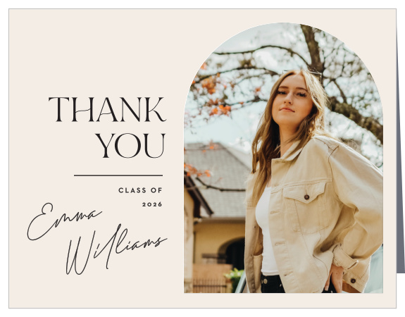 Let family and friends know how much you appreciate them with our Arch Frame Graduation Thank You Cards.