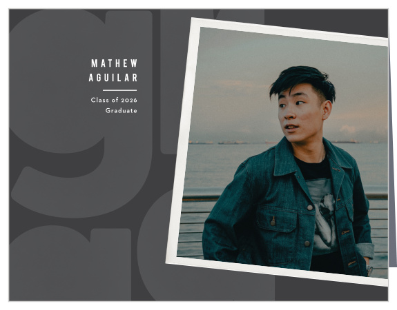 Show your appreciation for all the support you’ve received with our Graphic Polaroid Graduation Thank You Cards.