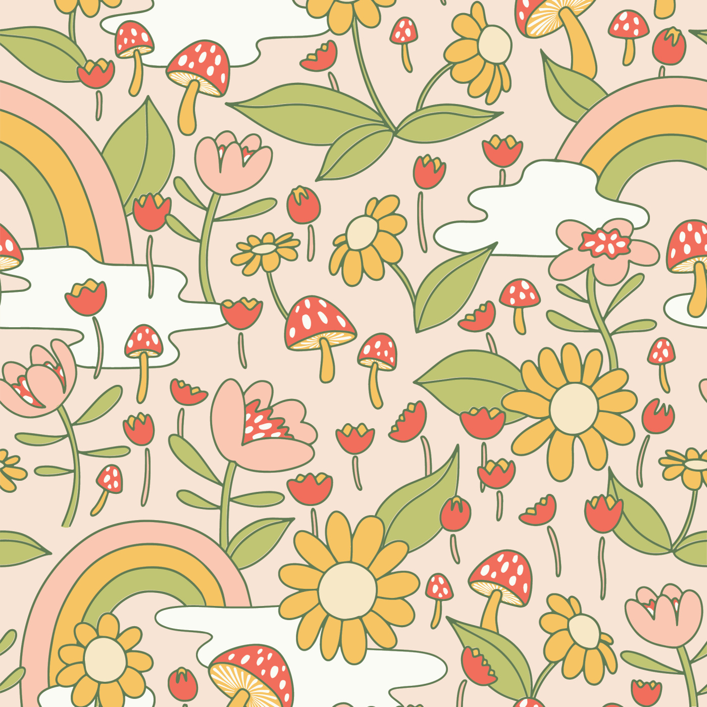 Groovy Mushrooms Wallpaper