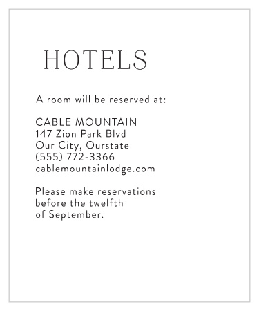 Simply Classy Accommodation Cards