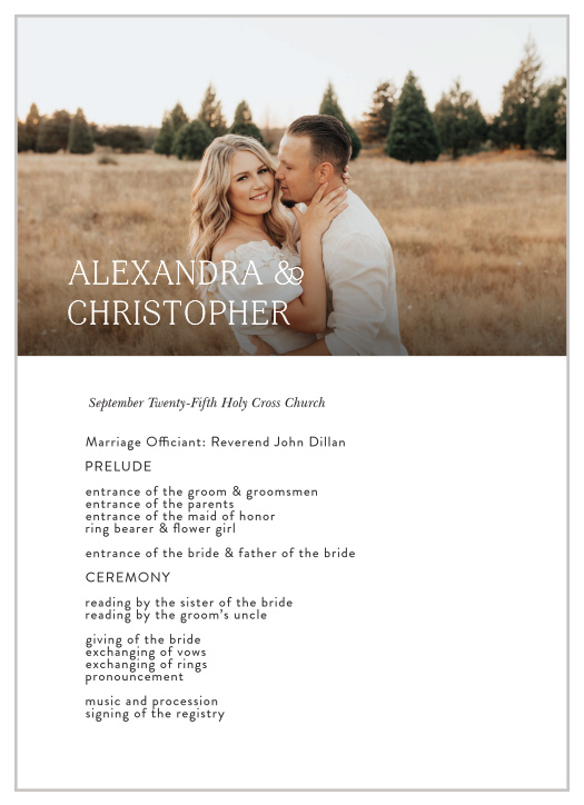Keep family and friends up-to-date throughout your ceremony with our Simply Classy Wedding Programs!