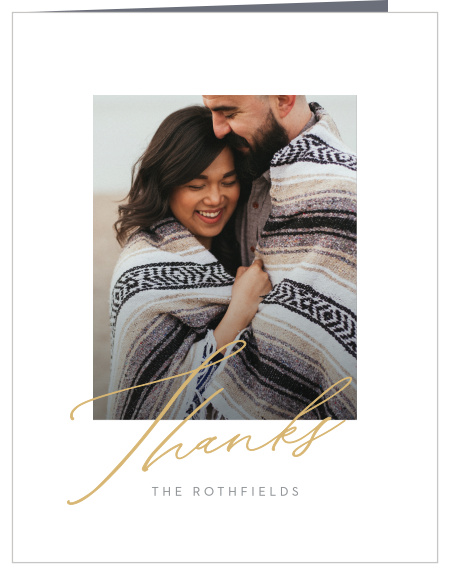 Let family and friends know how much you appreciated their presence and support on your big day with our Down the Line Wedding Thank You Cards.