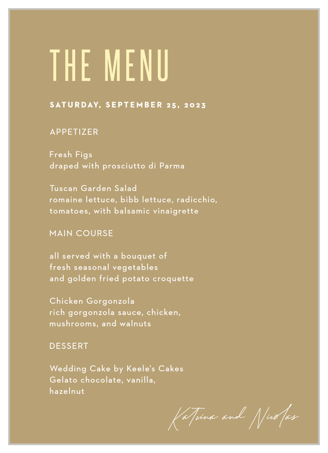 Minimal Stack Wedding Menus