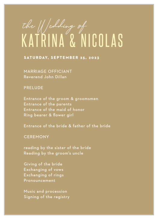 Minimal Stack Wedding Programs