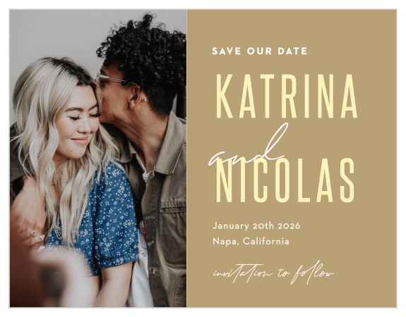 Our Minimal Stack Save the Date Cards announce your upcoming wedding to family and friends.
