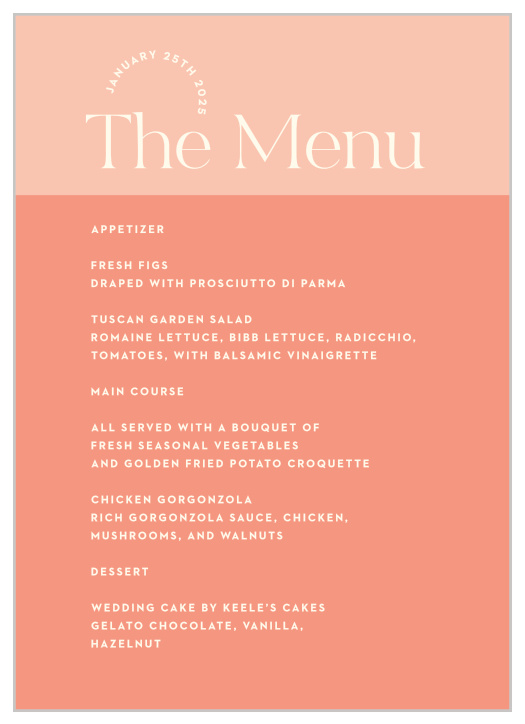 Fresh Type Wedding Menus