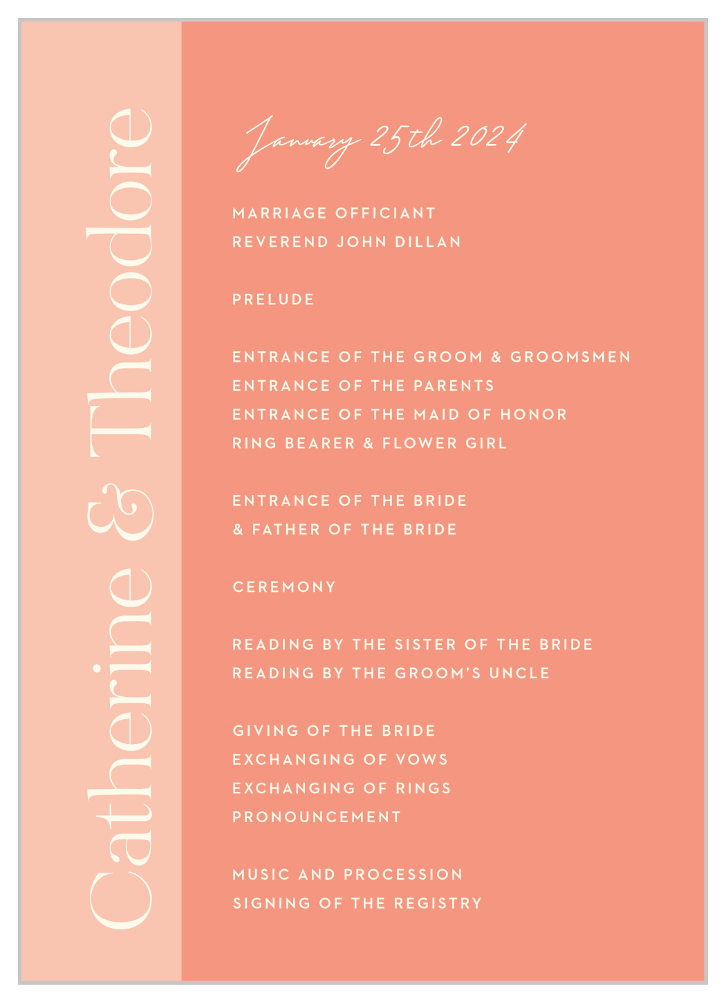 Fresh Type Wedding Programs