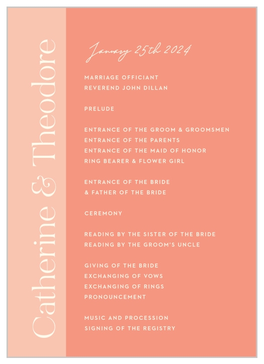 Fresh Type Wedding Programs