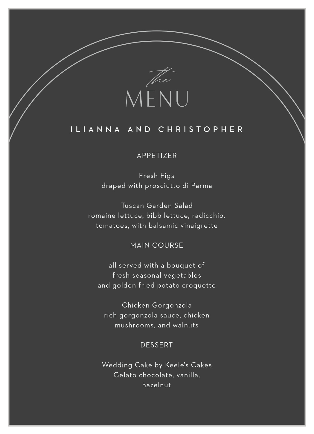 Ring Simplicity Wedding Menus