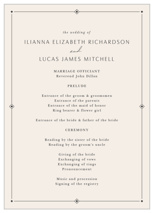 Ilianna Elegance Wedding Programs