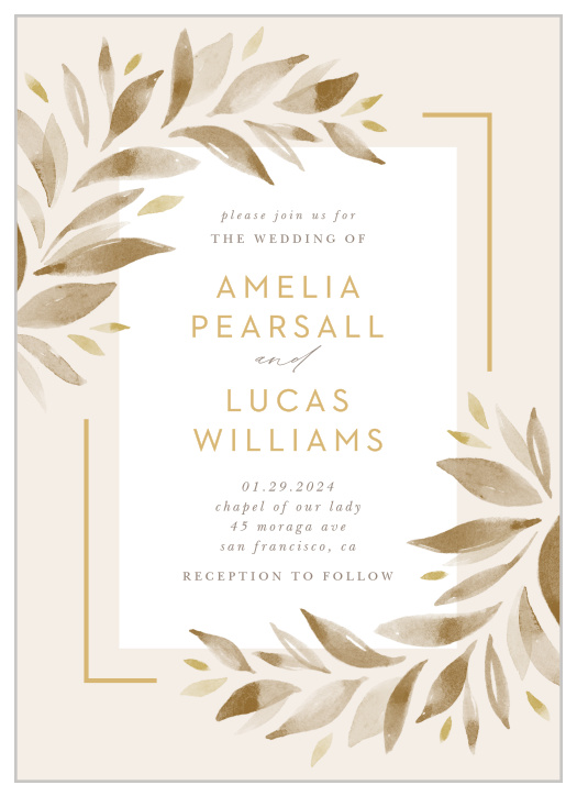 Bring family and friends together for your special day when you send out our Soft Leaves Wedding Invitations. 