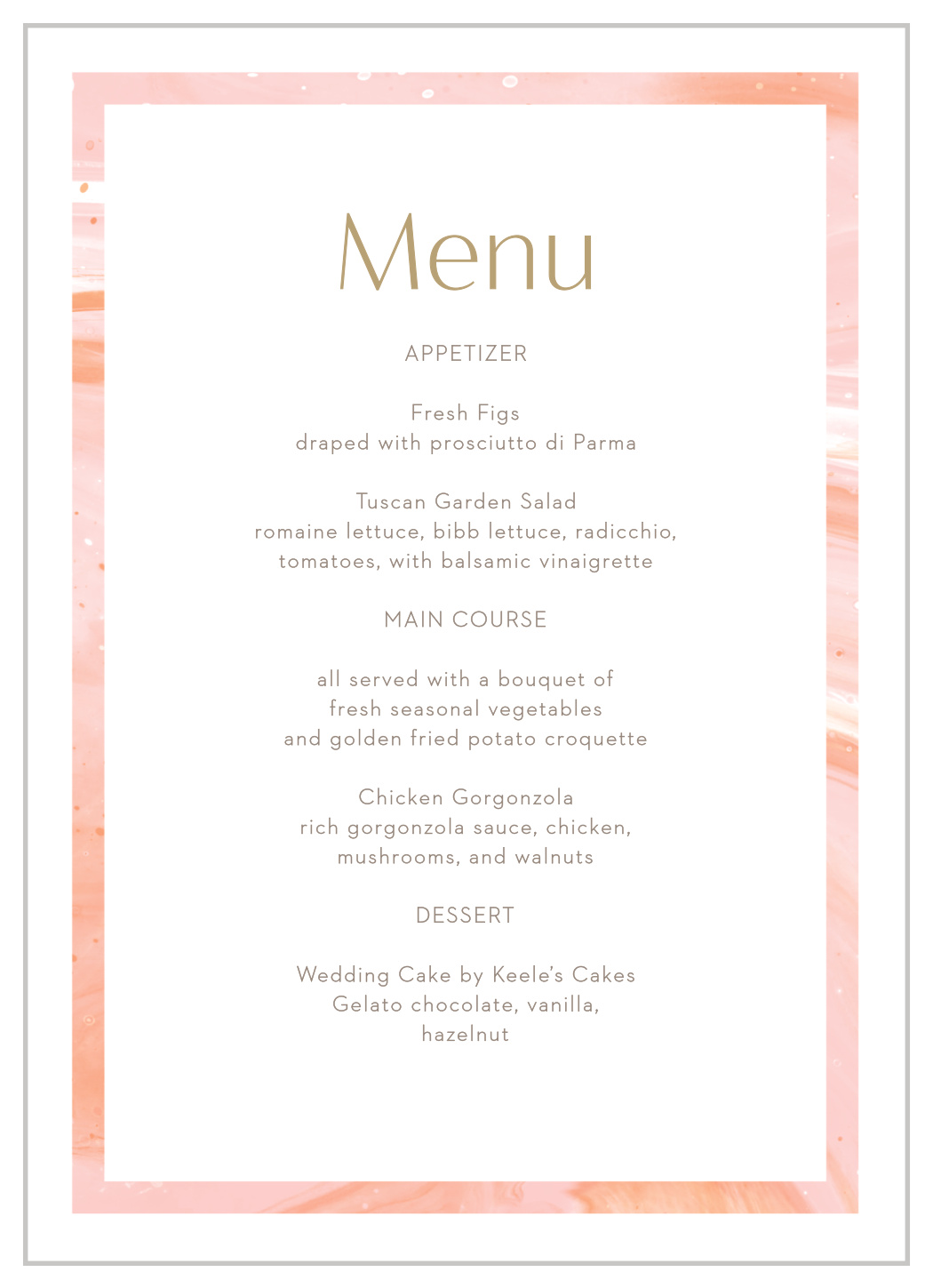 Sleek Names Wedding Menus