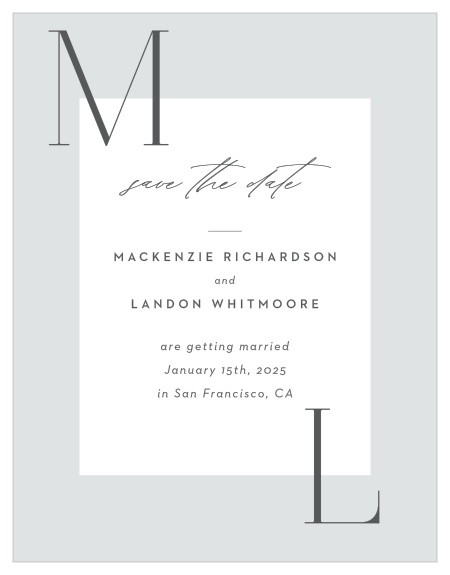 Make sure your family and friends mark their calendars for your big day with our Asymmetrical Initials Save the Date Magnets.