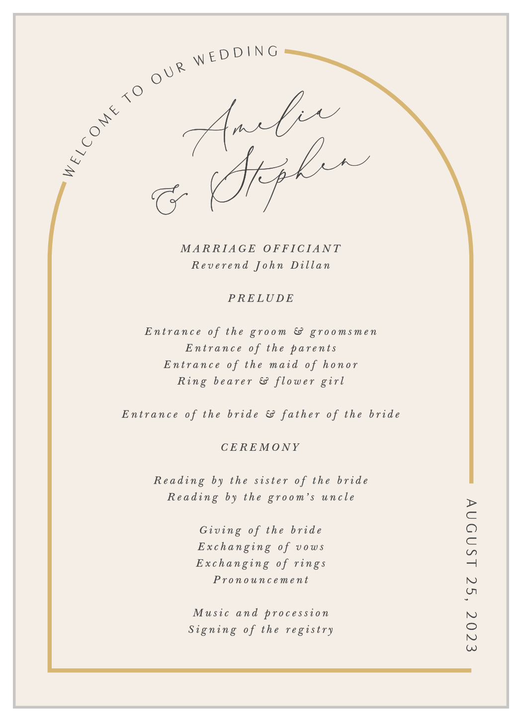 Modern Arch Wedding Programs