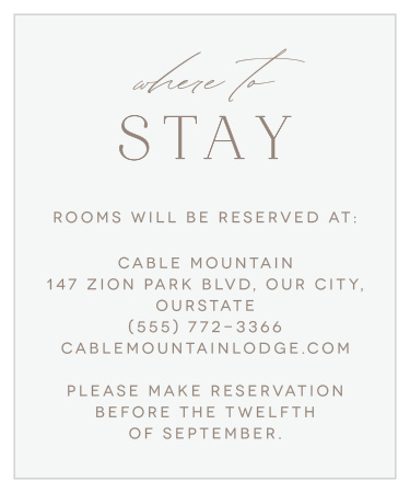 Romantic Type Accommodation Cards